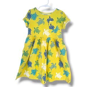 Mini Boden Girls Print Jersey Dress Size 7-8Y Zest Yellow Sea Turtles